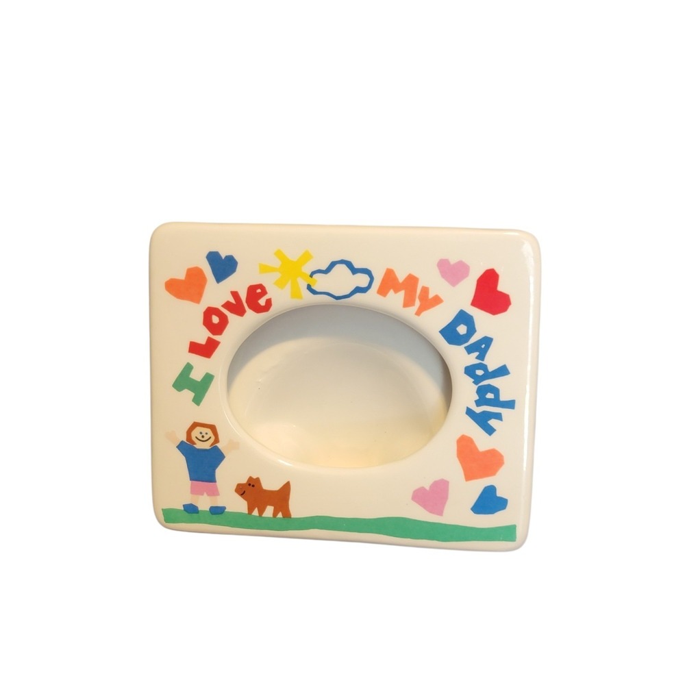 Russ Berrie I Love My Daddy Ceramic Picture Frame Marker/Crayon Style Writing